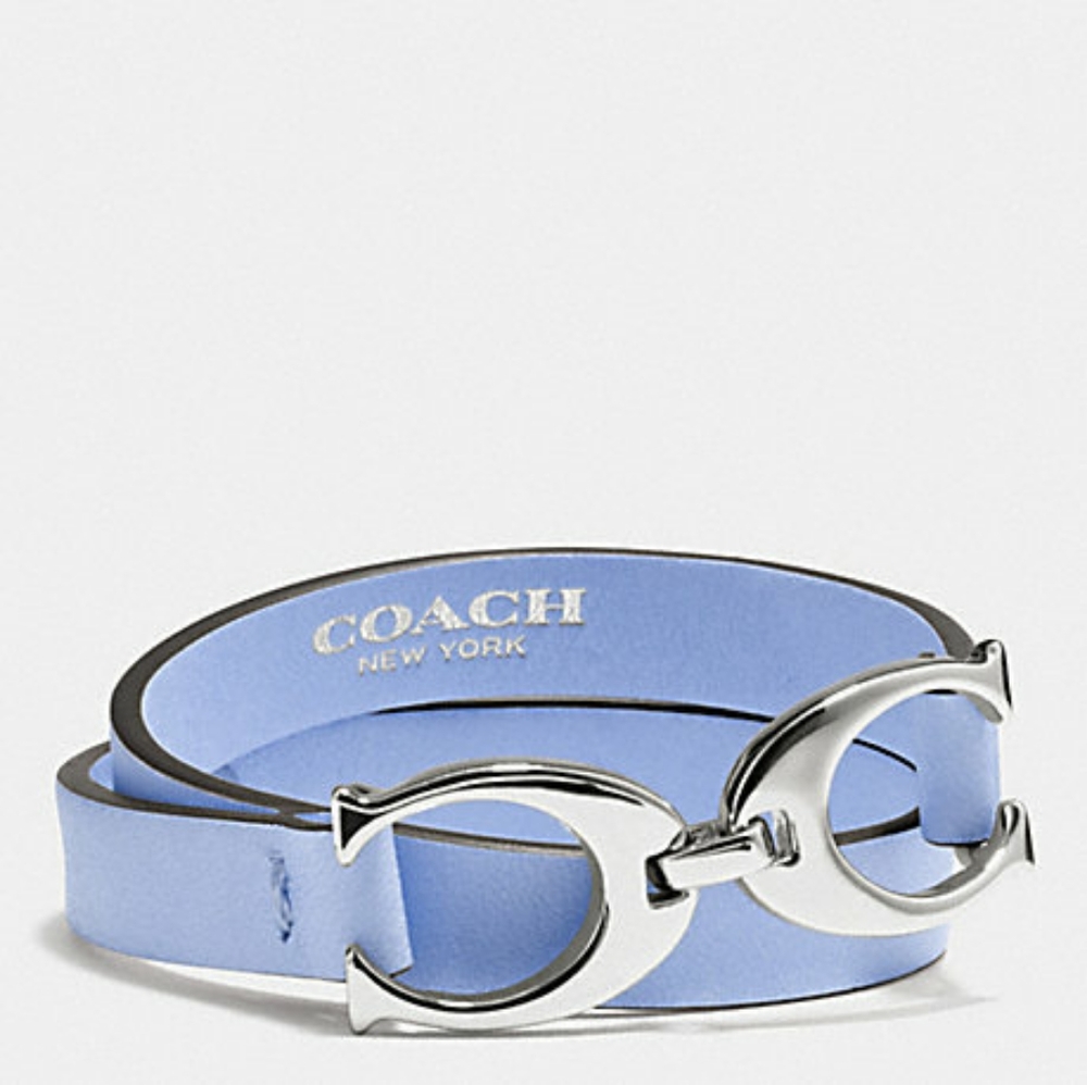 Twin Signature C Double Wrap Leather Bracelet